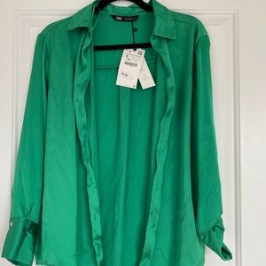 Zara Satin Button down shirt